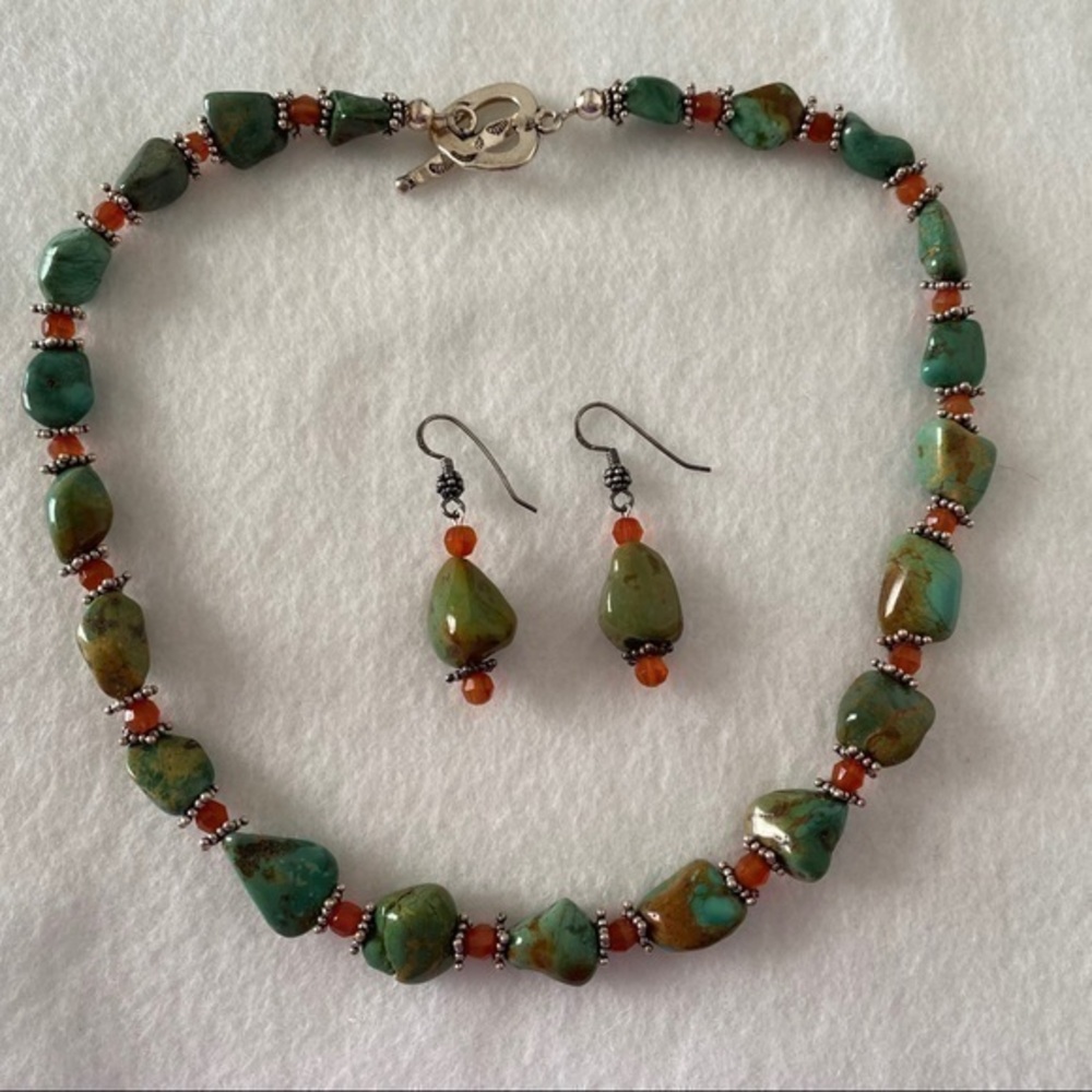 Sundance 925 Silver Turquoise Carnelian Southwest Beaded Choker Necklace Set NEW